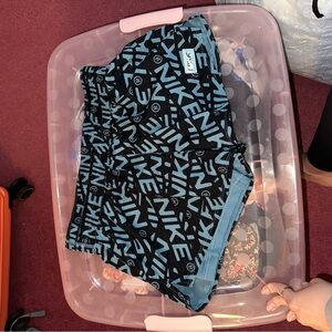 Nike Black Shorts with Light Blue Logo Print